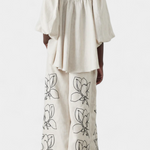 Puff Sleeve Blouse & Wide-Leg Floral Linen Pants Set, photo 5