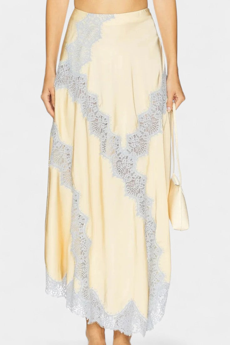 Satin and Lace Contrast Set with Flowing Midi Skirt, photo 4