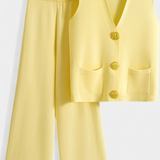 Women's Knit Vest with Wide-Leg Pants in Yellow