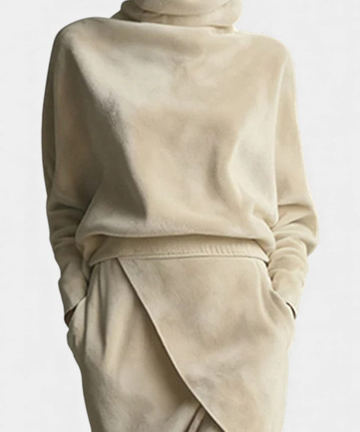 Women's Asymmetrical Velvet Casual Ensemble, photo 2