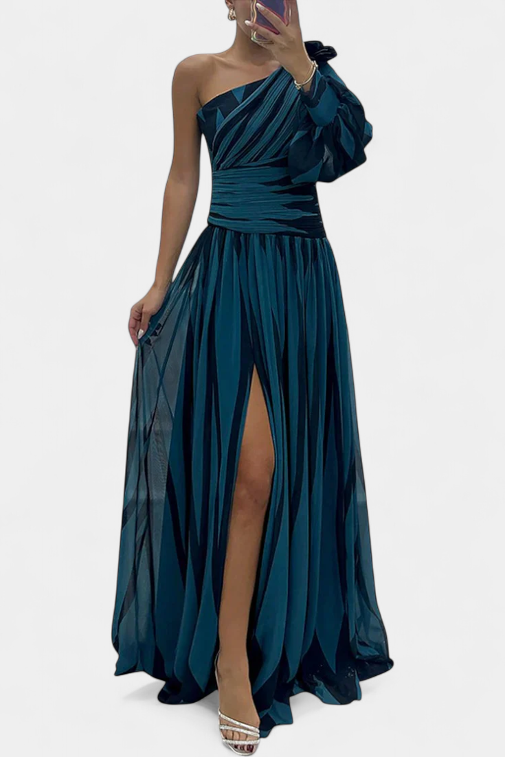 Aubryzah Sophisticated Maxi Dress in Navy Blue