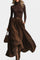 Brown Turtleneck & Corduroy Skirt Set in Dark Brown