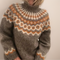 Amara Classic Icelandic Knit Sweater in Khaki