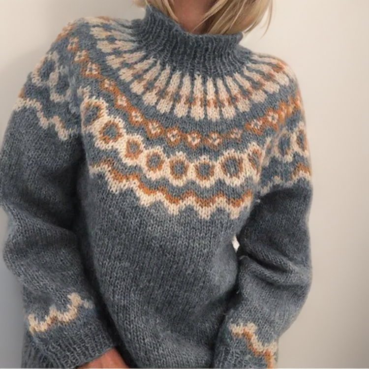 Amara Classic Icelandic Knit Sweater in Gray
