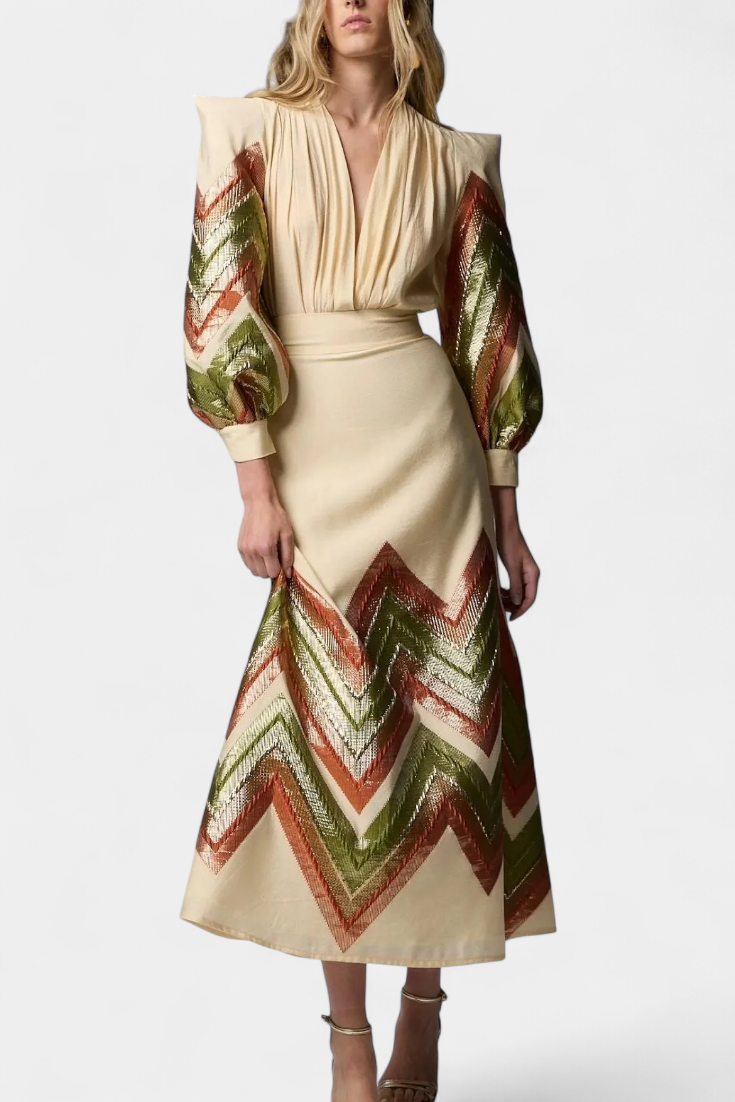 Puff-Sleeve Bodysuit & Chevron Skirt Set, photo 2