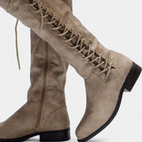 Cushioned-Sole High Boots in Beige