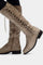 Cushioned-Sole High Boots in Beige