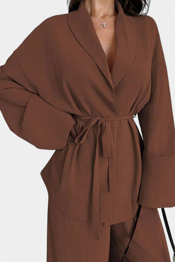 Women's V-Neck Blazer and Flared Pants Set, photo 2