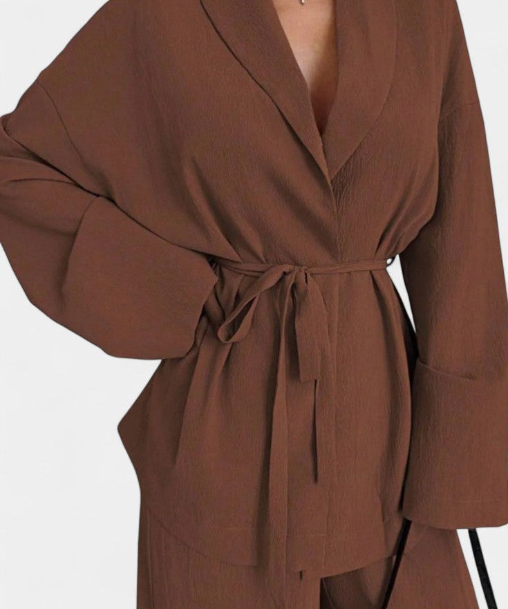 Women's V-Neck Blazer and Flared Pants Set, photo 2