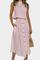 Cotton Button-Detail Midi Skirt Set in Pink