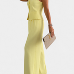 Sleeveless Set with Chic Flowing Pants in Yellow