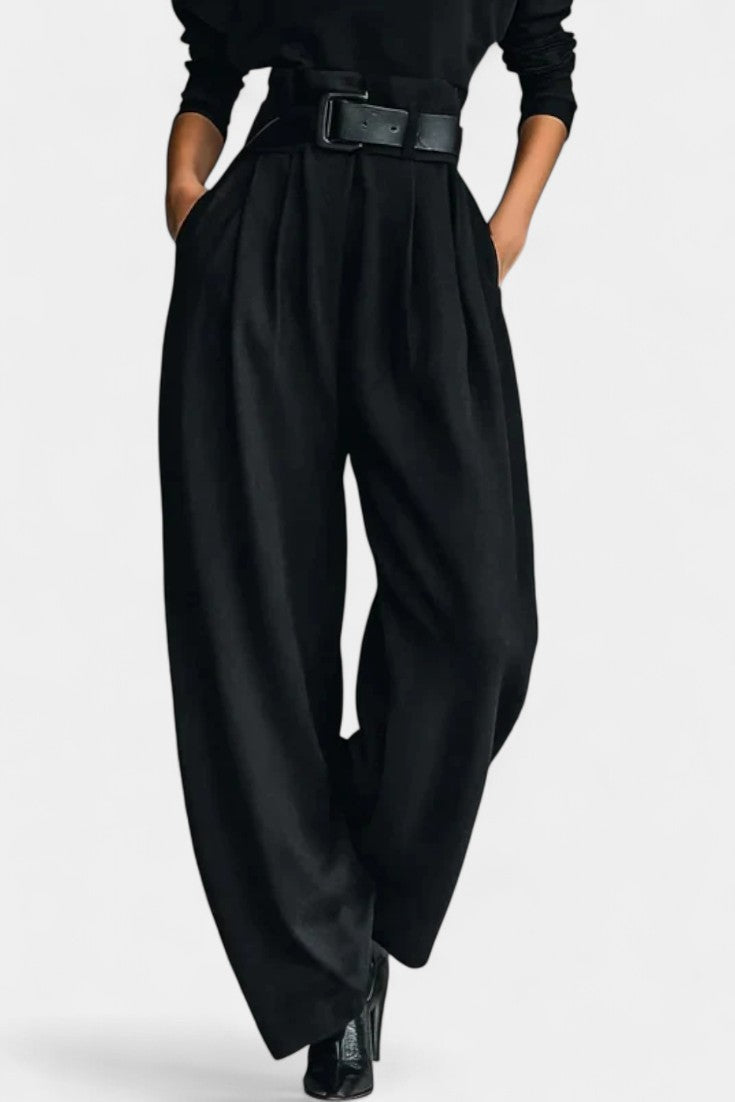 Black High Collar Ensemble with Straight Leg Pants, photo 3