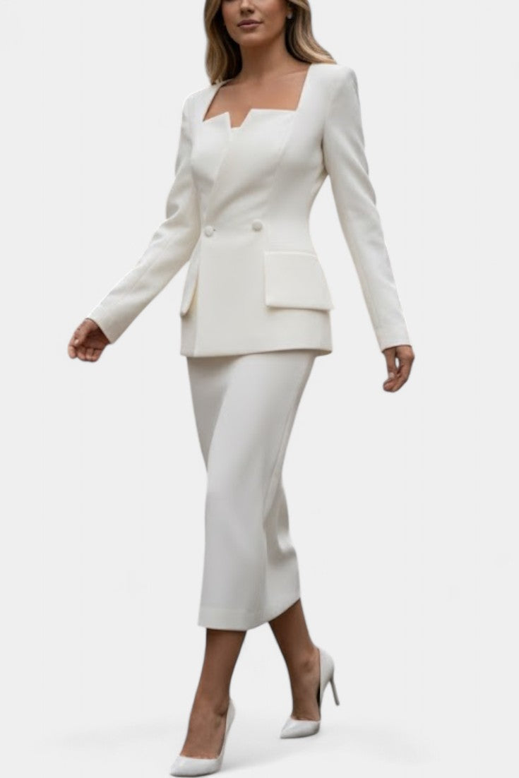 Blazer Set with Square Collar and Flowing Long Skirt, photo 2