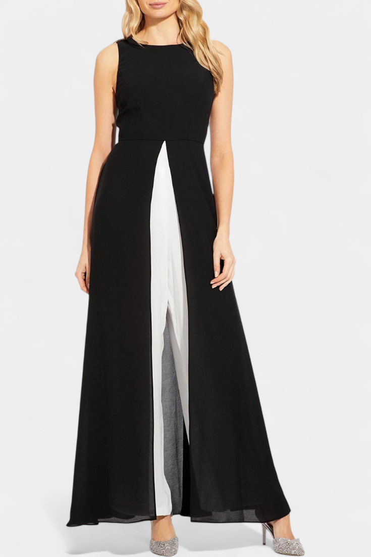 Two-Tone Sleeveless Layered Long Set with Flared Pants, photo 6