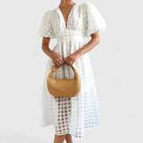 Elanqi Elegant Midi Dress in White