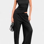 Halter Neck Asymmetrical Top with Wide-Leg Pants Set, photo 6