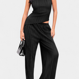 Halter Neck Asymmetrical Top with Wide-Leg Pants Set, photo 6