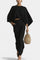 Long Sleeve Casual Ensemble with Flowing Maxi Skirt in Black
