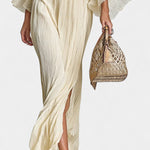 High-Collar Pleated Top & Long Slit Skirt, photo 3