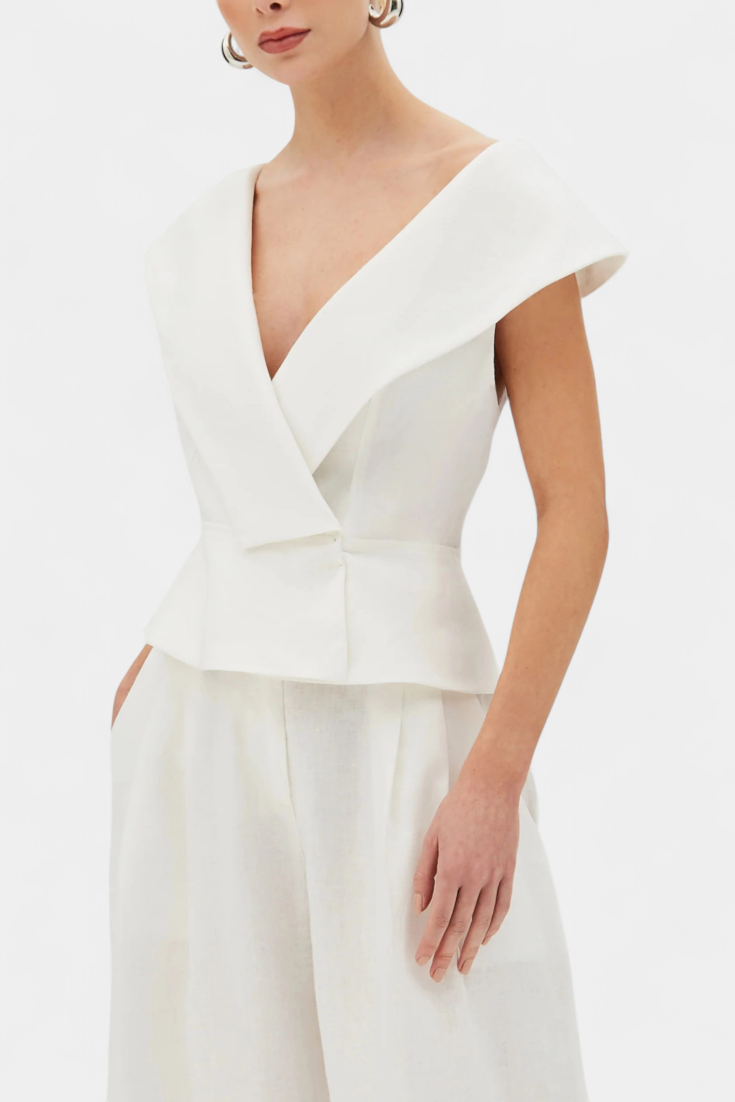 Ensemble Structured Top with Wrap Neck and Palazzo Pants, photo 2