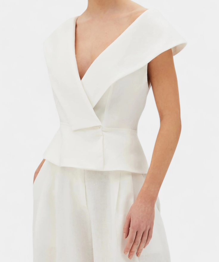 Ensemble Structured Top with Wrap Neck and Palazzo Pants, photo 2