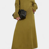 High Neck Sweater and Ribbed Maxi Skirt Set in Turmeric