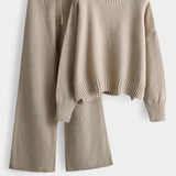 Women's Relaxed Fit Two-Piece Knit Lounge Set in Khaki