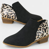 Women's Stylish Leopard Print Comfort Boots in Black