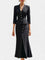 Chic Ecru Tailored Suit with Flowing Long Wrap Skirt in Black