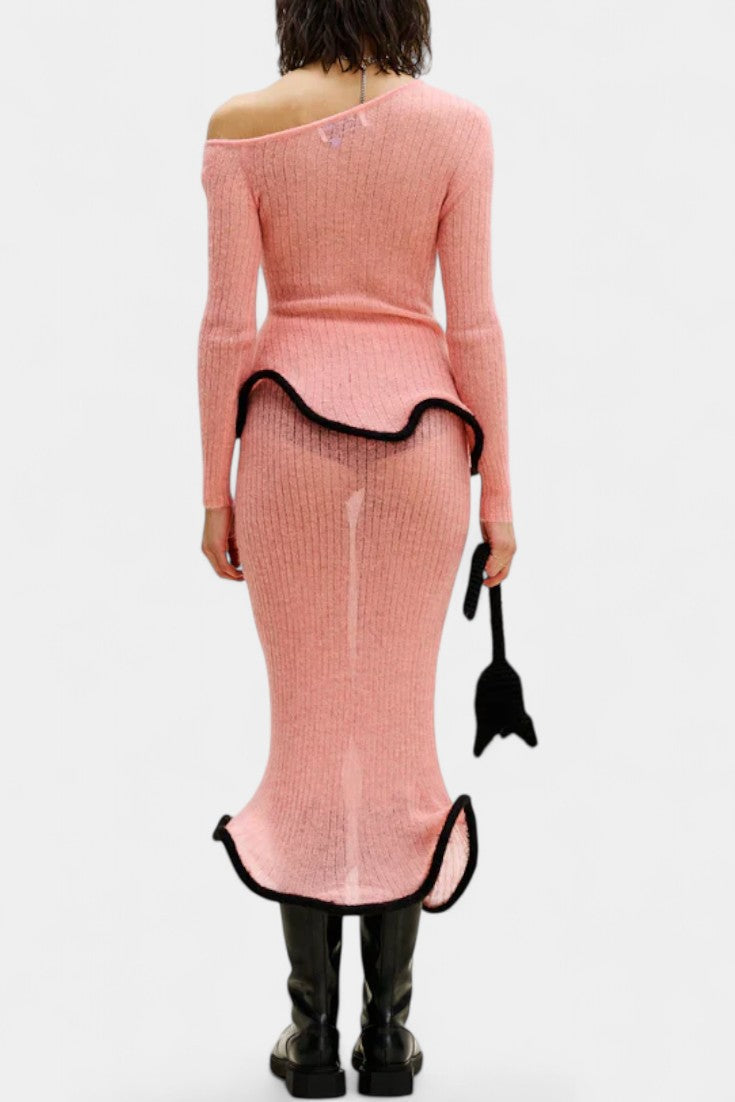 Asymmetric Knit Set with Shimmer Midi Skirt, photo 5