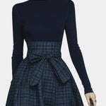 Night Blue High Neck Set with Checkered Skirt, photo 4