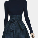 Night Blue High Neck Set with Checkered Skirt, photo 4