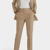 Women's Soft Fabric Two-Piece Fitted Set in Beige