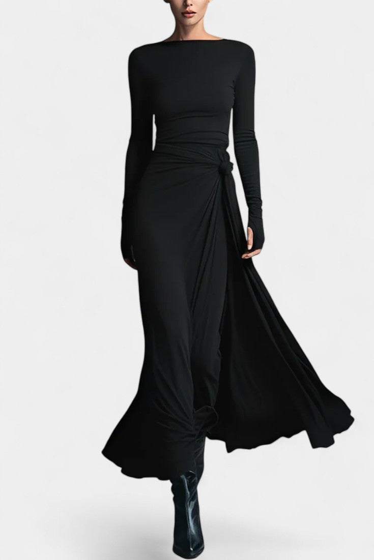 Women's Armelle Long Wrap Dress in Black