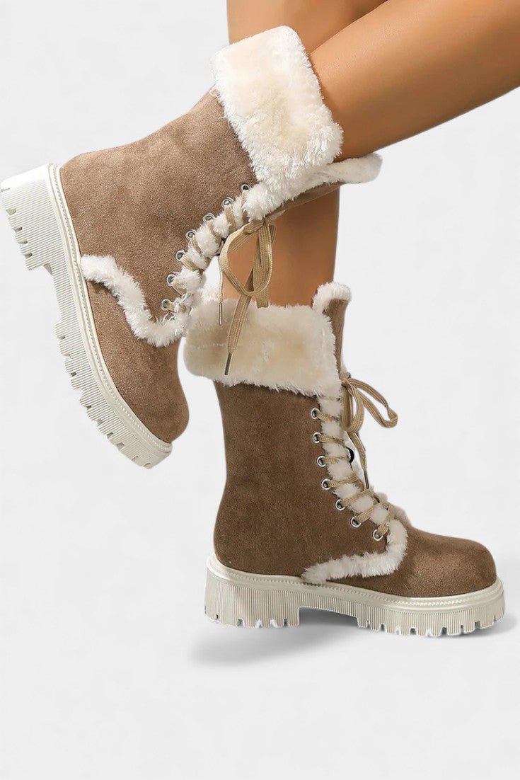 Women's Lace-Up Mid-Calf Faux Fur Boots, photo 3