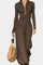 Dark Gray Set Featuring High Collar and Wide-Leg Pants in Brown