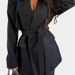 Belted Blazer & Lace Mermaid Pants Set in Top