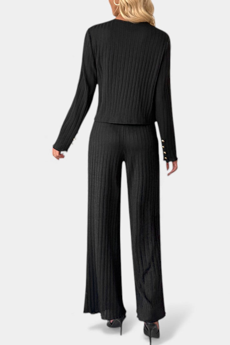 Minimalist Knit Top with Wide-Leg Pants Set, photo 3
