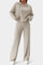 Women's Striped Knit Hoodie and Pants Set in Beige