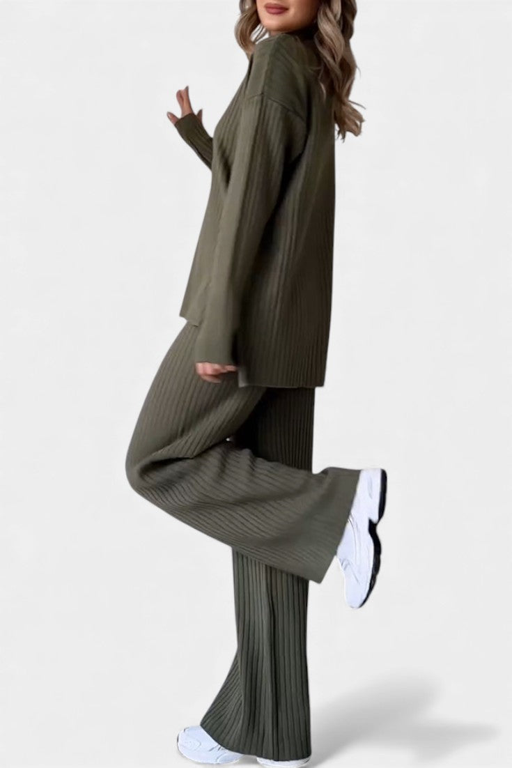 Stylish Casual Knit Set with Side Slit, photo 4