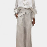 High-Neck Set with Asymmetric Pants in Hemp