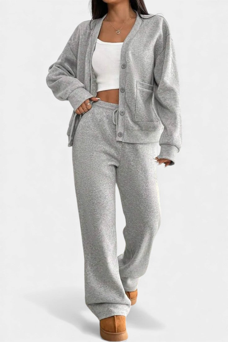 Relaxed Cardigan Jacket & Wide-Leg Pants Set, photo 3