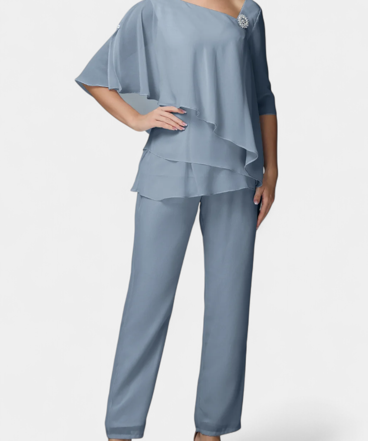 Sleeveless Top with High-Waisted Fluid Leg Pants Set, photo 2
