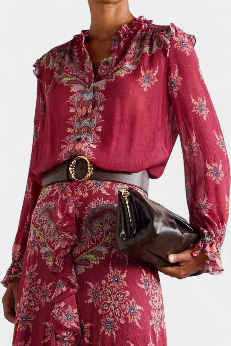 Bohemian Print Ruffled Chiffon Set by Amancia, photo 2