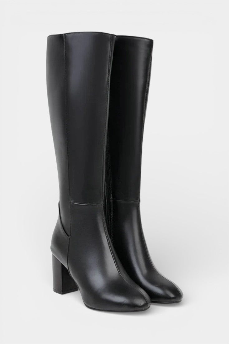 Chic Zip Boots with Comfortable Block Heel in Black