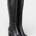 Chic Zip Boots with Comfortable Block Heel in Black