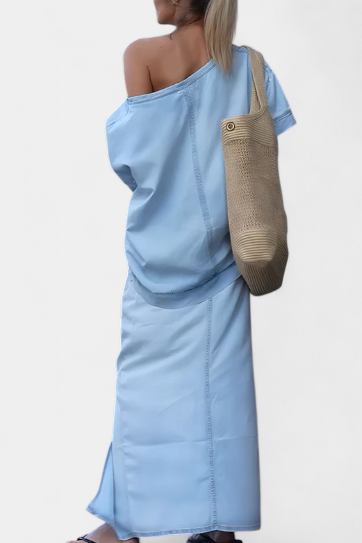 Asymmetrical Denim Set with Long Skirt, photo 3