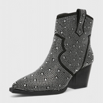 Zippered Patchwork Boots with Durable Sole in Black