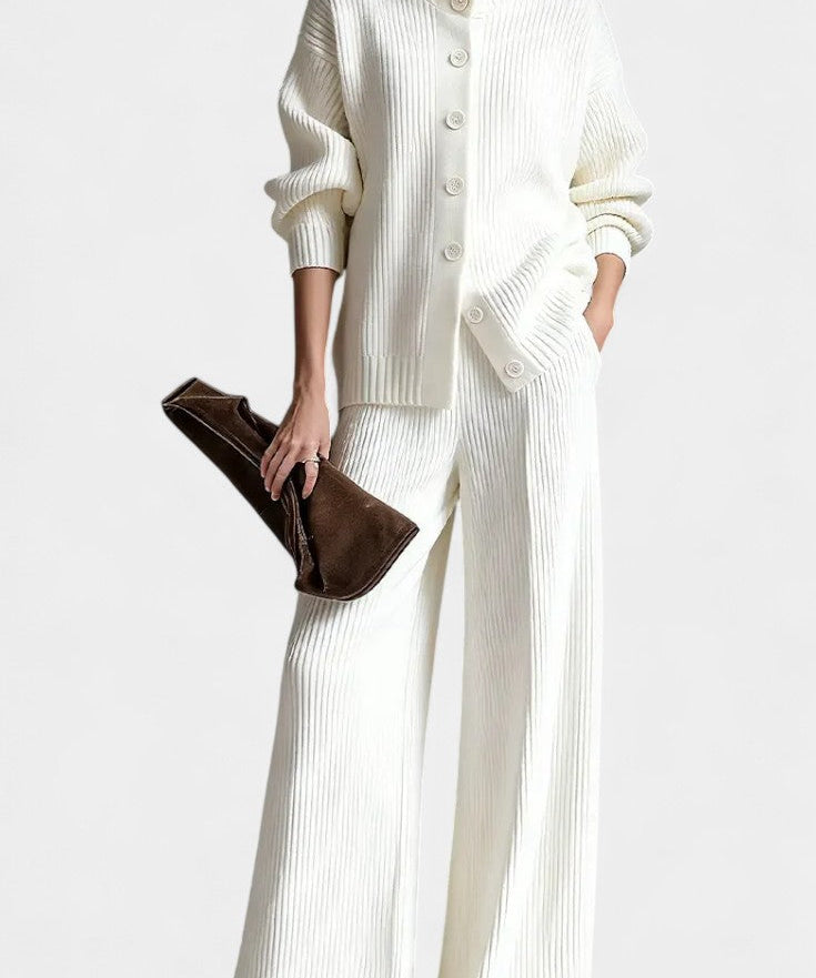 Women's Cardigan and Cozy Pants Set in White