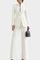 High-Collar Two-Piece Wide-Leg Set in White